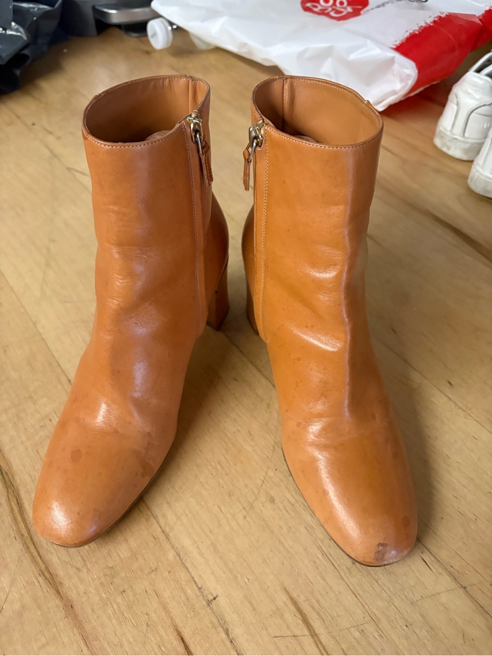 Mansur Gavriel Glove Bootie Tan Leather Ankle Boots